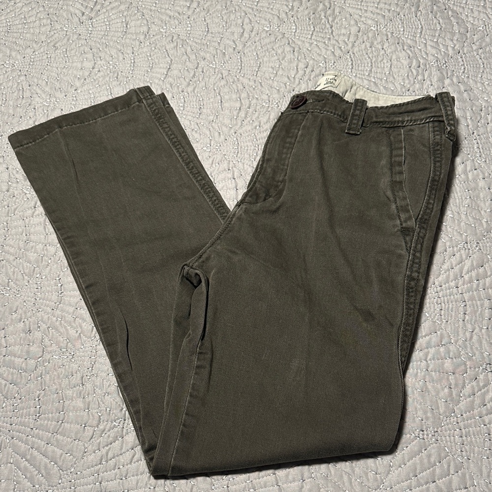 Abercrombie Kids Boys Dark Green Chinos, EUC, Size 12 Slim